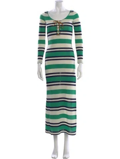 Pre-owned Miu Miu 2019 Long Dress In Green