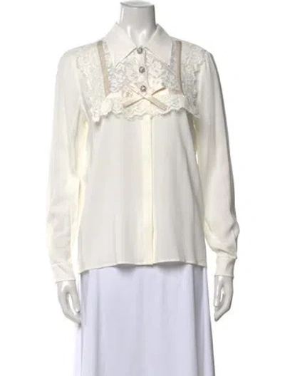 Pre-owned Miu Miu 2019 Long Sleeve Blouse W/ Tags In Neutrals