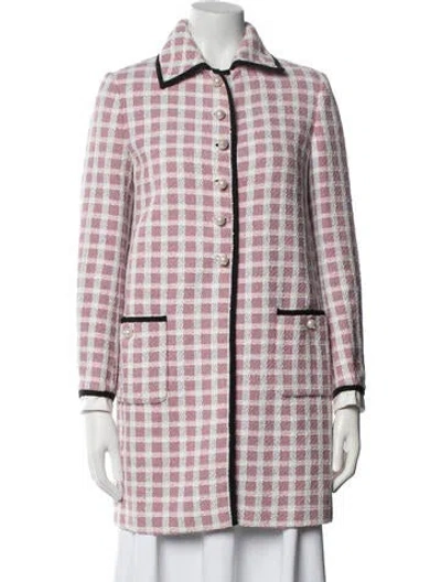 Pre-owned Miu Miu 2019 Plaid Print Coat In Pink