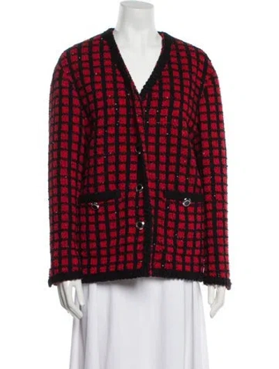 Pre-owned Miu Miu 2019 Plaid Print Jacket In Red