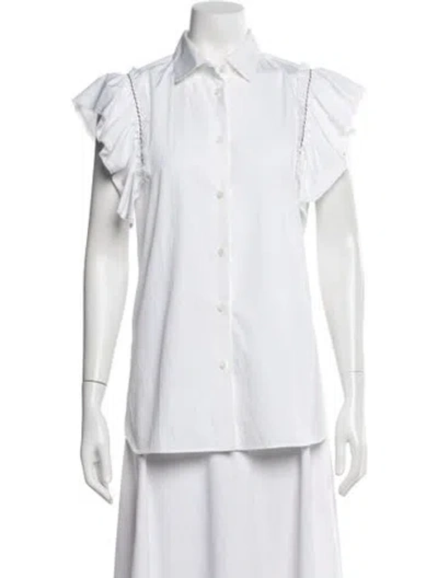 Pre-owned Miu Miu 2019 Short Sleeve Button-up Top In White