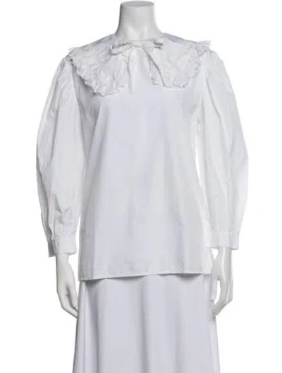 Pre-owned Miu Miu 2019 Tie Neck Blouse In White