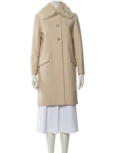 Pre-owned Miu Miu 2019 Virgin Wool Faux Fur Coat In Neutral