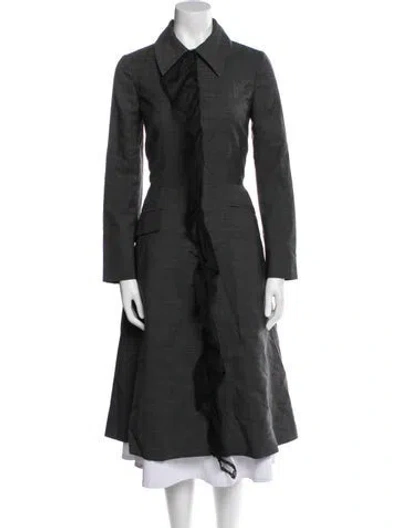 Pre-owned Miu Miu 2019 Virgin Wool Trench Coat In Gray