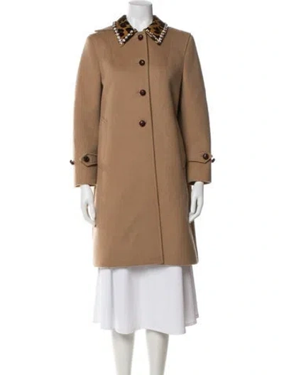 Pre-owned Miu Miu 2019 Wool Trench Coat In Neutral