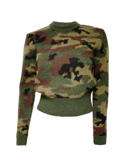 Pre-owned Miu Miu 2019s Camouflage-pattern Sweater In Green