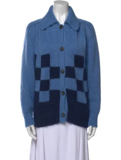 Pre-owned Miu Miu 2020 Colorblock Pattern Sweater In Blue