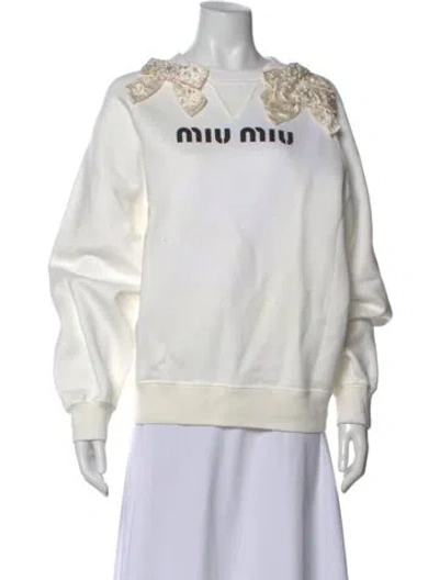 Pre-owned Miu Miu 2020 Crew Neck Sweatshirt In White
