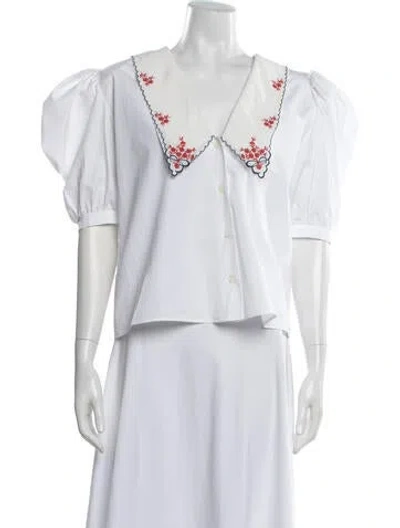 Pre-owned Miu Miu 2020 Floral Print Blouse In White