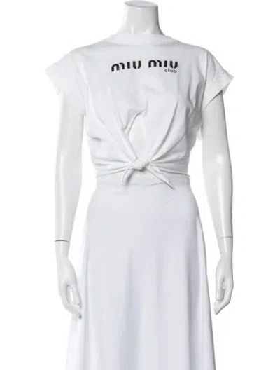 Pre-owned Miu Miu 2020 Graphic Print Crop Top In White