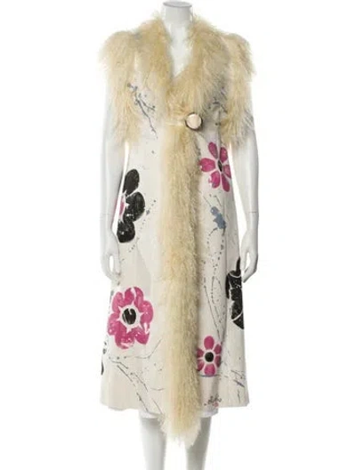 Pre-owned Miu Miu 2020 Graphic Print Fur Jacket W/ Tags In Neutral
