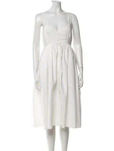 Pre-owned Miu Miu 2020 Midi Length Dress W/ Tags In White