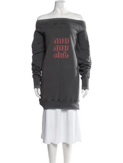 Pre-owned Miu Miu 2020 Off-the-shoulder Sweatshirt In Grey