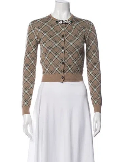 Pre-owned Miu Miu 2020 Plaid Print Sweater In Neutrals