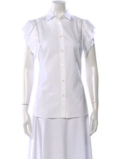 Pre-owned Miu Miu 2020 Short Sleeve Button-up Top In White