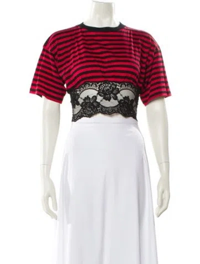 Pre-owned Miu Miu 2020 Striped Crop Top In Red