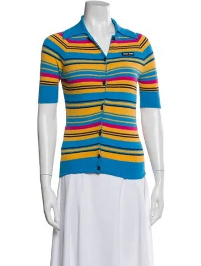 Pre-owned Miu Miu 2020 Striped Polo In Blue