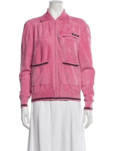 Pre-owned Miu Miu 2020 Terry Cloth Bomber Jacket In Pink