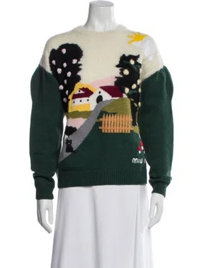 Pre-owned Miu Miu 2020 Virgin Wool Sweater In Green