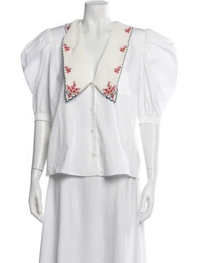 Pre-owned Miu Miu 2020 V-neck Blouse W/ Tags In White