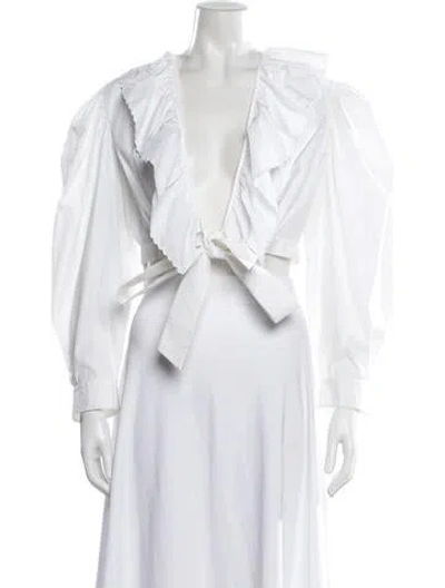 Pre-owned Miu Miu 2020 V-neck Blouse In White
