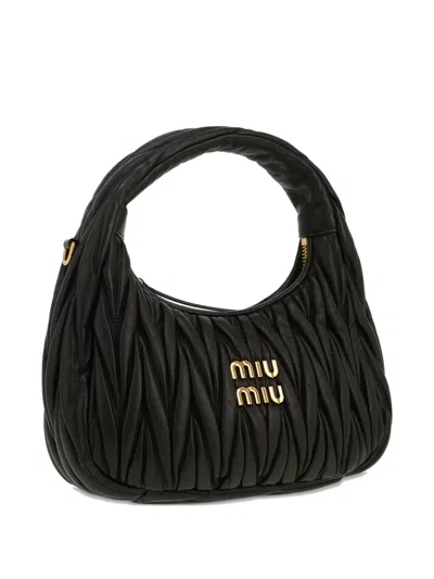 Pre-owned Miu Miu 2020's Wander Quilted Logo Tote Bag In Black