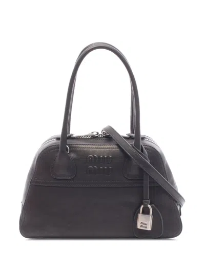 Pre-owned Miu Miu 2020-2026 Leather Vivant Satchel In Black