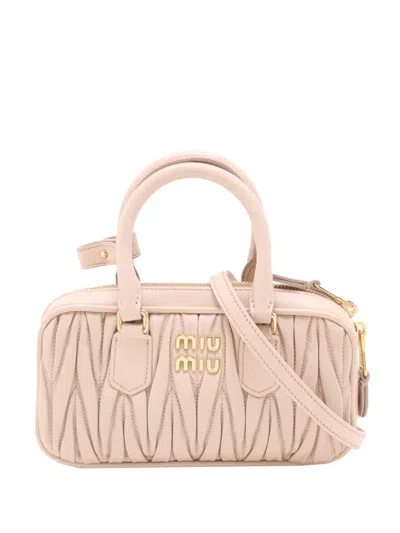 Pre-owned Miu Miu 2020-2026 Matelasse Nappa Arcadie Satchel In Pink