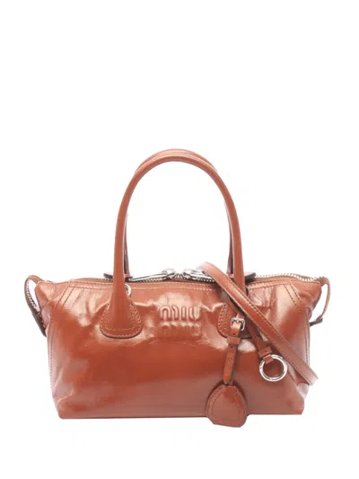 Pre-owned Miu Miu 2020-2026 Nappa Satchel In Brown