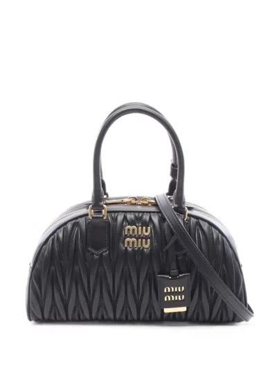 Pre-owned Miu Miu 2020s Arkady Matelassé Tote Bag In Black