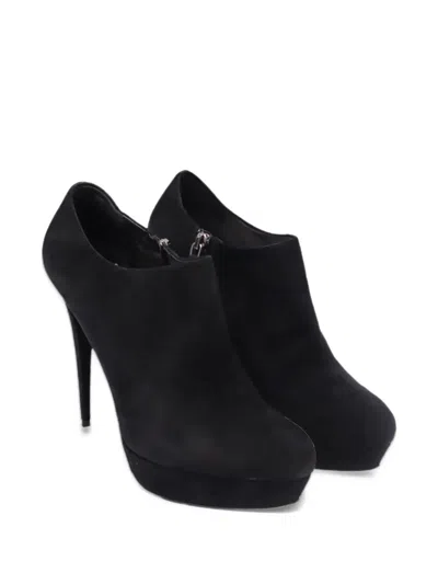 Pre-owned Miu Miu 2020s Crystal-embellished Ankle Boots In Black