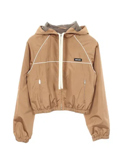 Pre-owned Miu Miu 2020s Hooded Jacket In Neutral