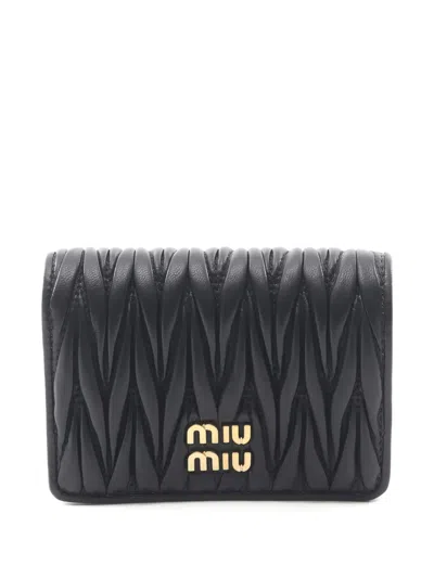 Pre-owned Miu Miu 2020s Leather Wallet In Black