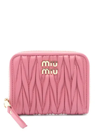 Pre-owned Miu Miu 2020s Leather Wallet In Pink