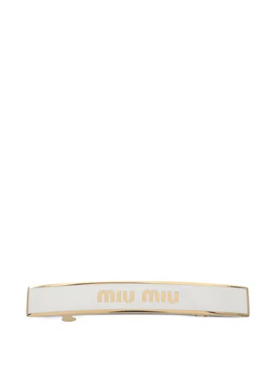 Pre-owned Miu Miu 2020s Logo Barrette In Gold