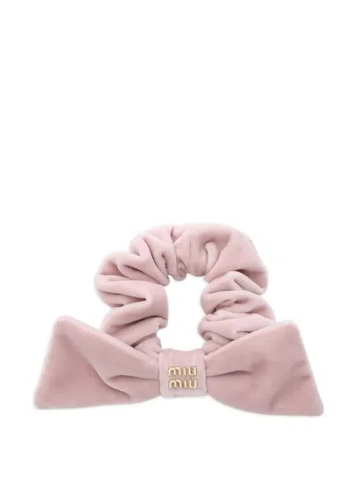 Pre-owned Miu Miu 2020s Logo-detail Hair Scrunchie In Pink