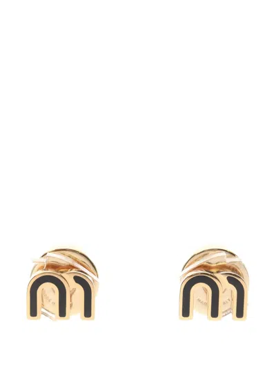Pre-owned Miu Miu 2020s Logo Earrings In Gold