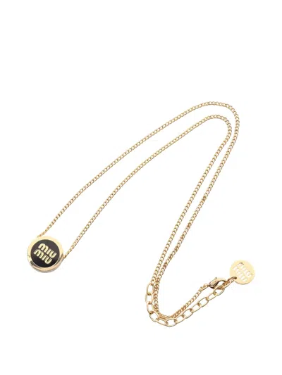 Pre-owned Miu Miu 2020s Logo Necklace In Gold