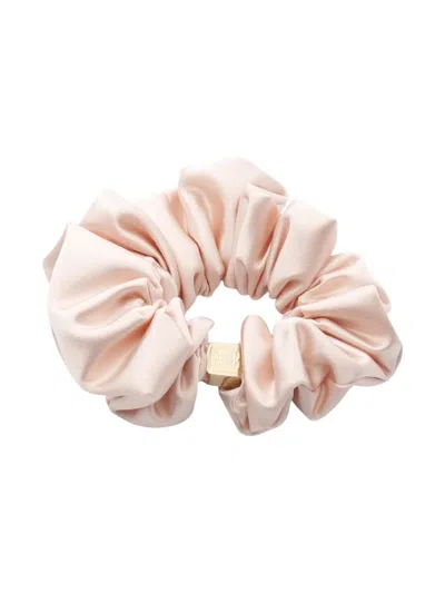 Pre-owned Miu Miu 2020s Logo-plate Silk Hair Scrunchie In Pink