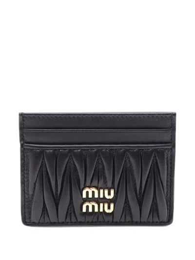 Pre-owned Miu Miu 2020s Logo-plaque Card Case In Black