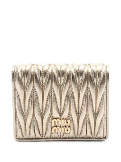 Pre-owned Miu Miu 2020s Matelasse Bi-fold Leather Wallet
