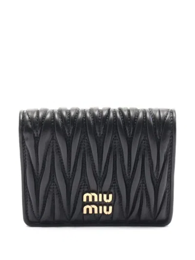 Pre-owned Miu Miu 2020s Matelasse Bi-fold Leather Wallet