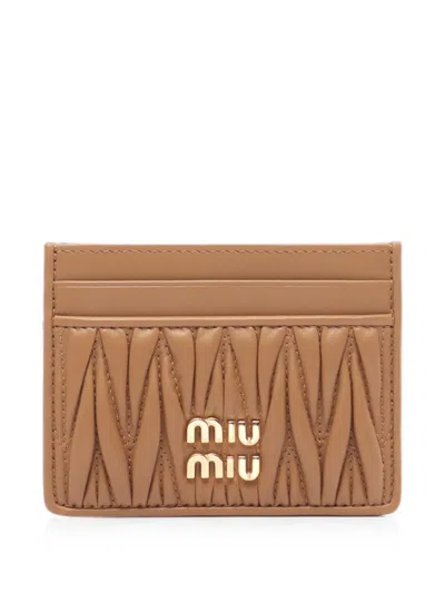Pre-owned Miu Miu 2020s Matelassé Card Case In Brown