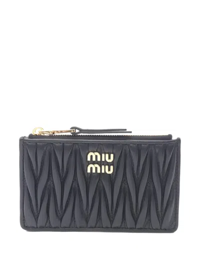 Pre-owned Miu Miu 2020s Matelassé Card Holder In Black