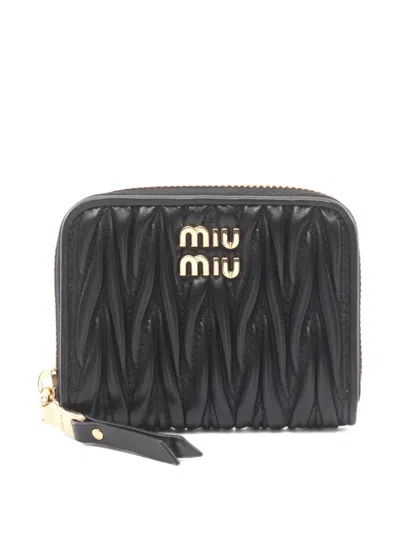 Pre-owned Miu Miu 2020s Matelassé Coin Purse In Black