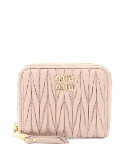 Pre-owned Miu Miu 2020s Matelassé Leather Coin Purse In Pink