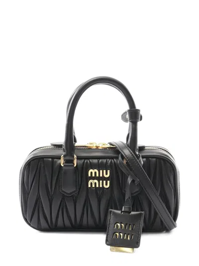 Pre-owned Miu Miu 2020s Matelassé Leather Handbag In Black