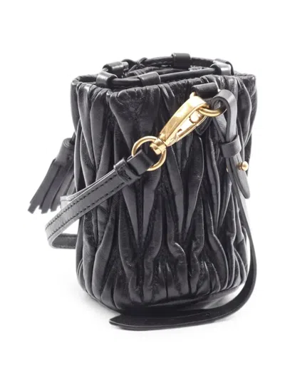 Pre-owned Miu Miu 马特拉塞凸纹皮质单肩包（2020年代典藏款） In Black