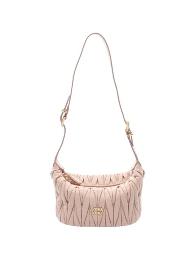 Pre-owned Miu Miu 2020s Matelassé Leather Shoulder Bag In Pink