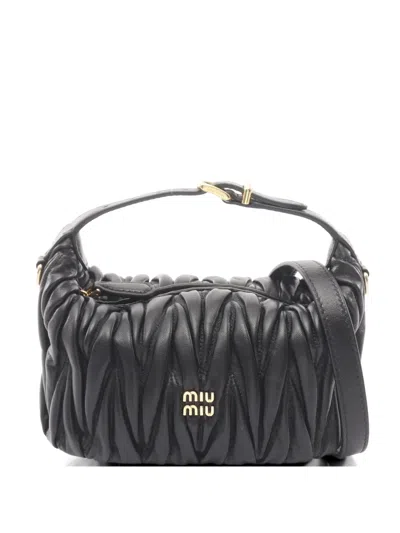 Pre-owned Miu Miu 2020s Matelassé Shoulder Bag In Black